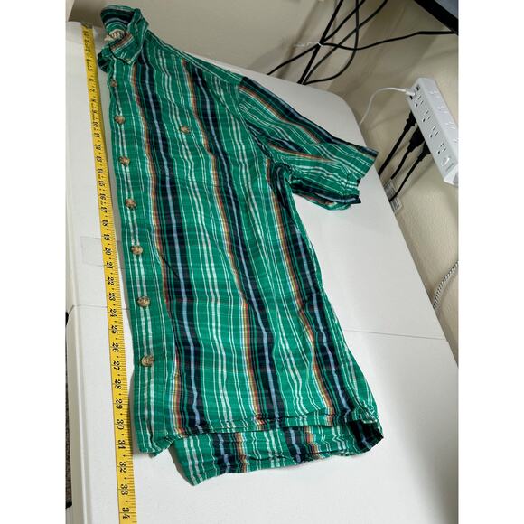 Duluth Trading Shirt Mens Large Tall Green Plaid Button Up Short Sleeve Cotton - Picture 7 of 7